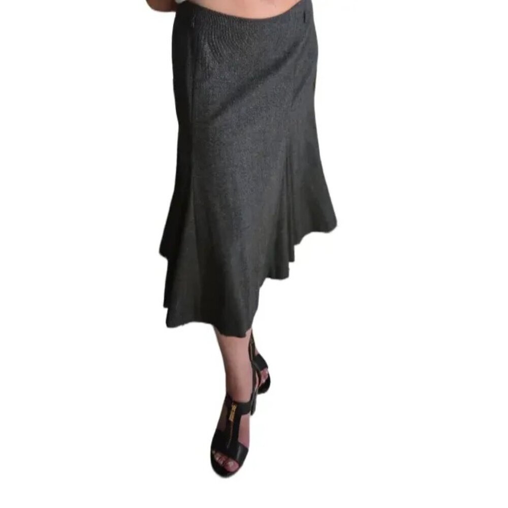 Sag Harbor Stretch Skirt Size 10 Charcoal Gray Flare Midi Workwear